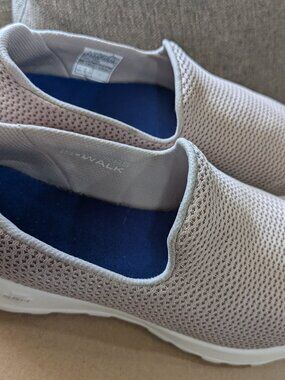 Woman's Skechers Goga Max Tan Beige Athletic Walking Slip On Shoes Size 8